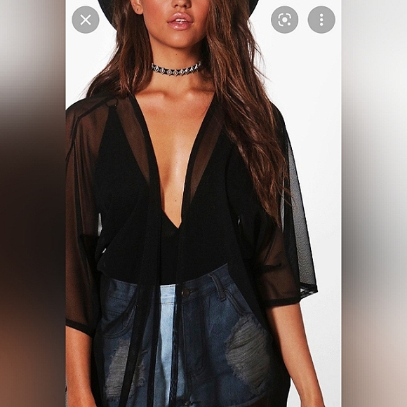 Sheer Mesh Kimono Cover Up - Picture 3 of 12